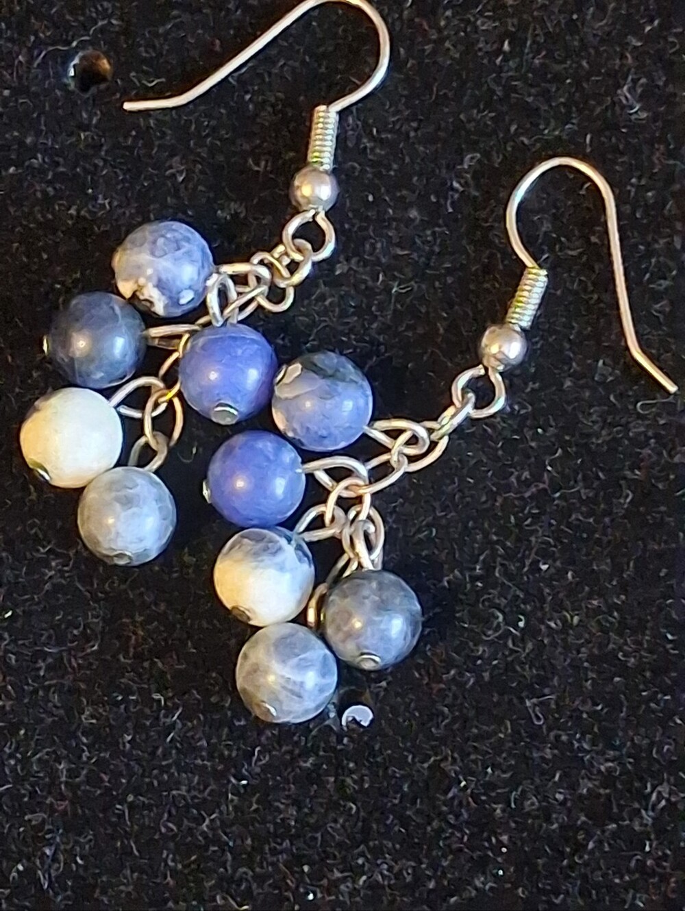 Blue Lapis Look Bead Cluster Dangle Earrings - Women Jewelry